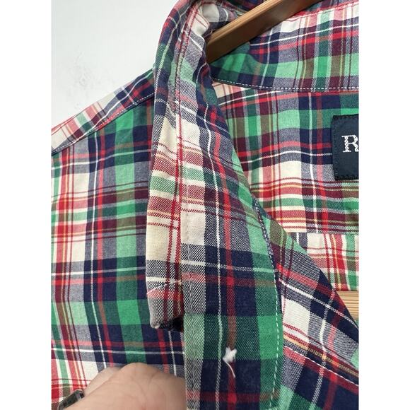 Ralph Lauren Men’s 16.5 34/35 Button Front Shirt Plaid Long Sleeve Green Red - Picture 8 of 9